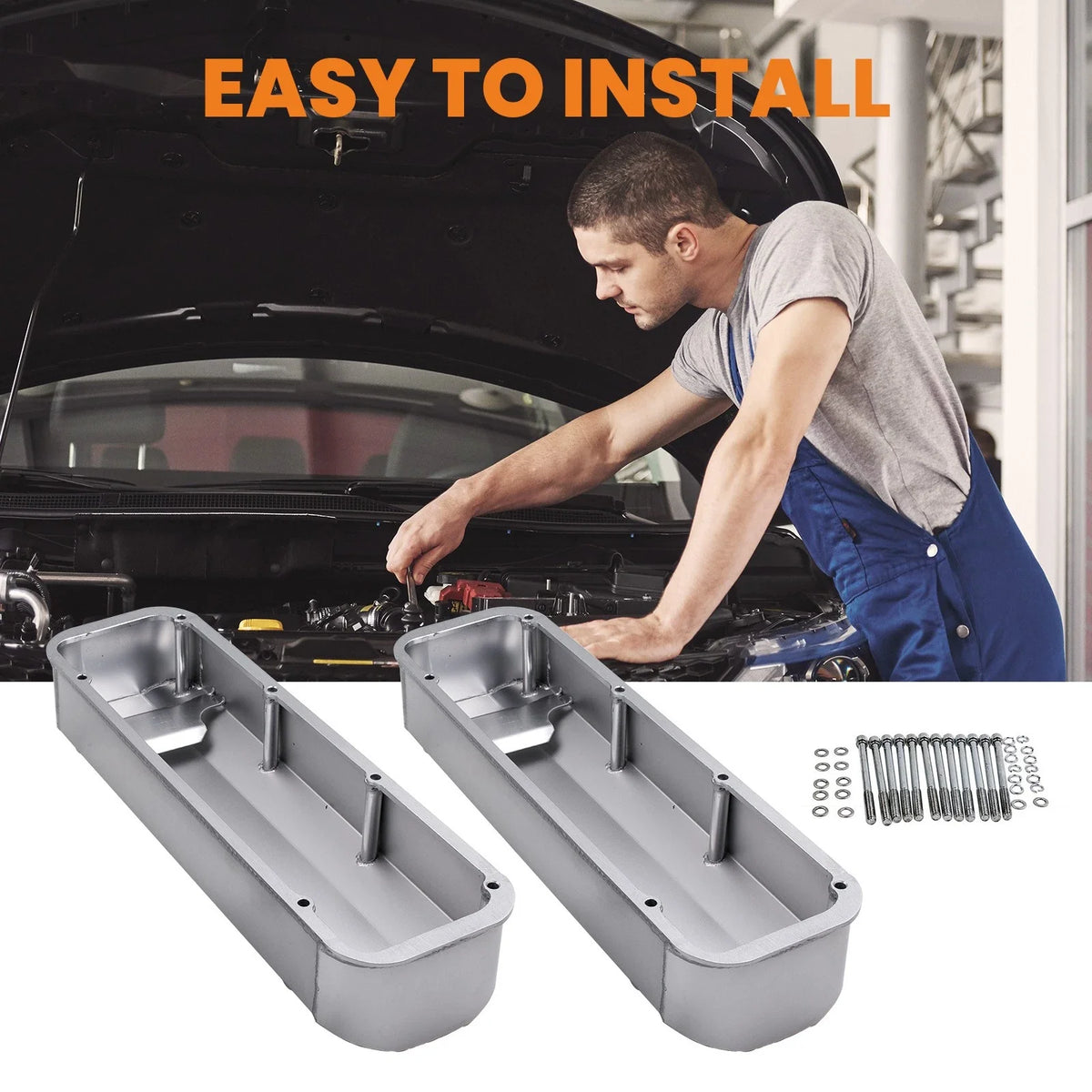 Silver Valve Covers for Ford BBF 429 460 V8 Big Block (1968–1997)