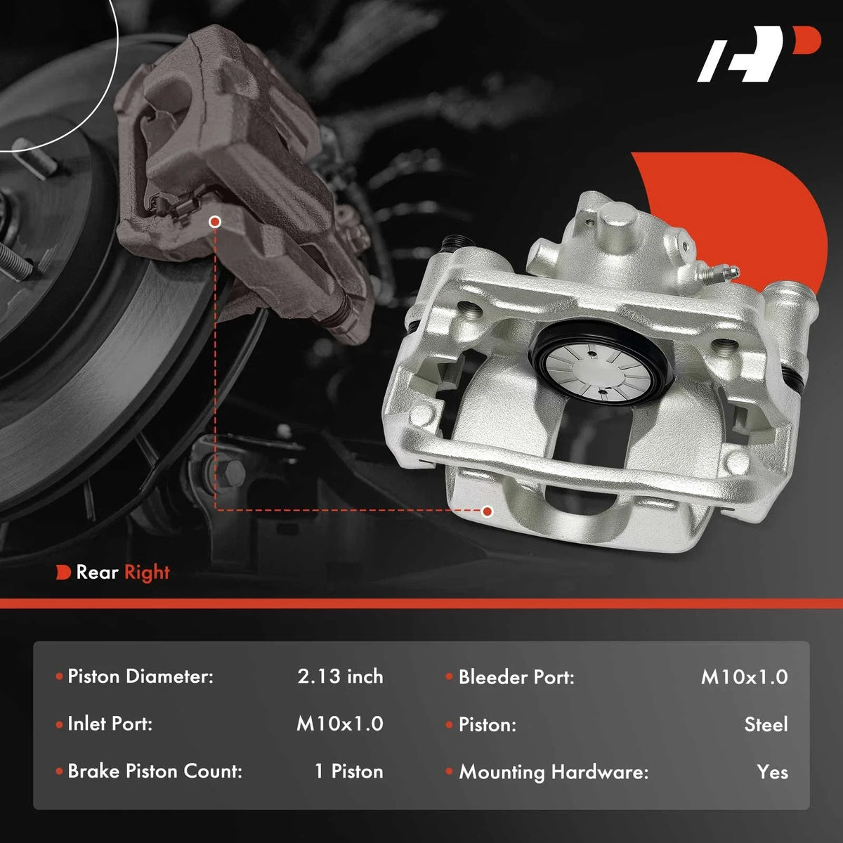 Rear Right Brake Caliper with Bracket for Mercedes-Benz Sprinter 1500 (2010–2018)