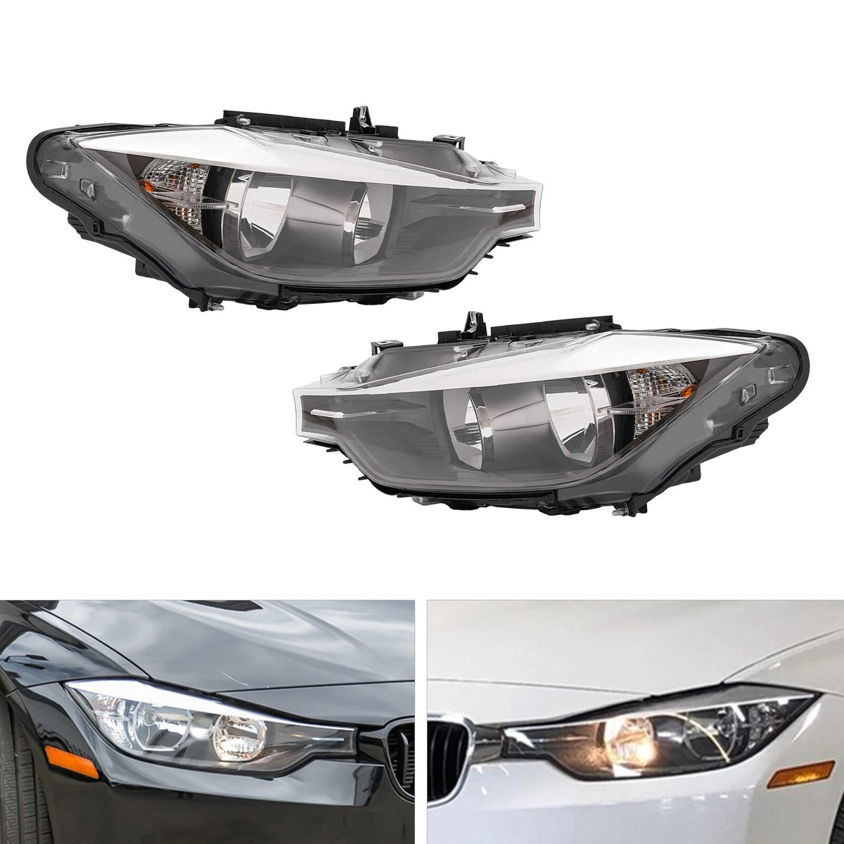 Pair of Halogen Headlights for BMW 320i 328i (2012–2015) 63117338710, 63117338709