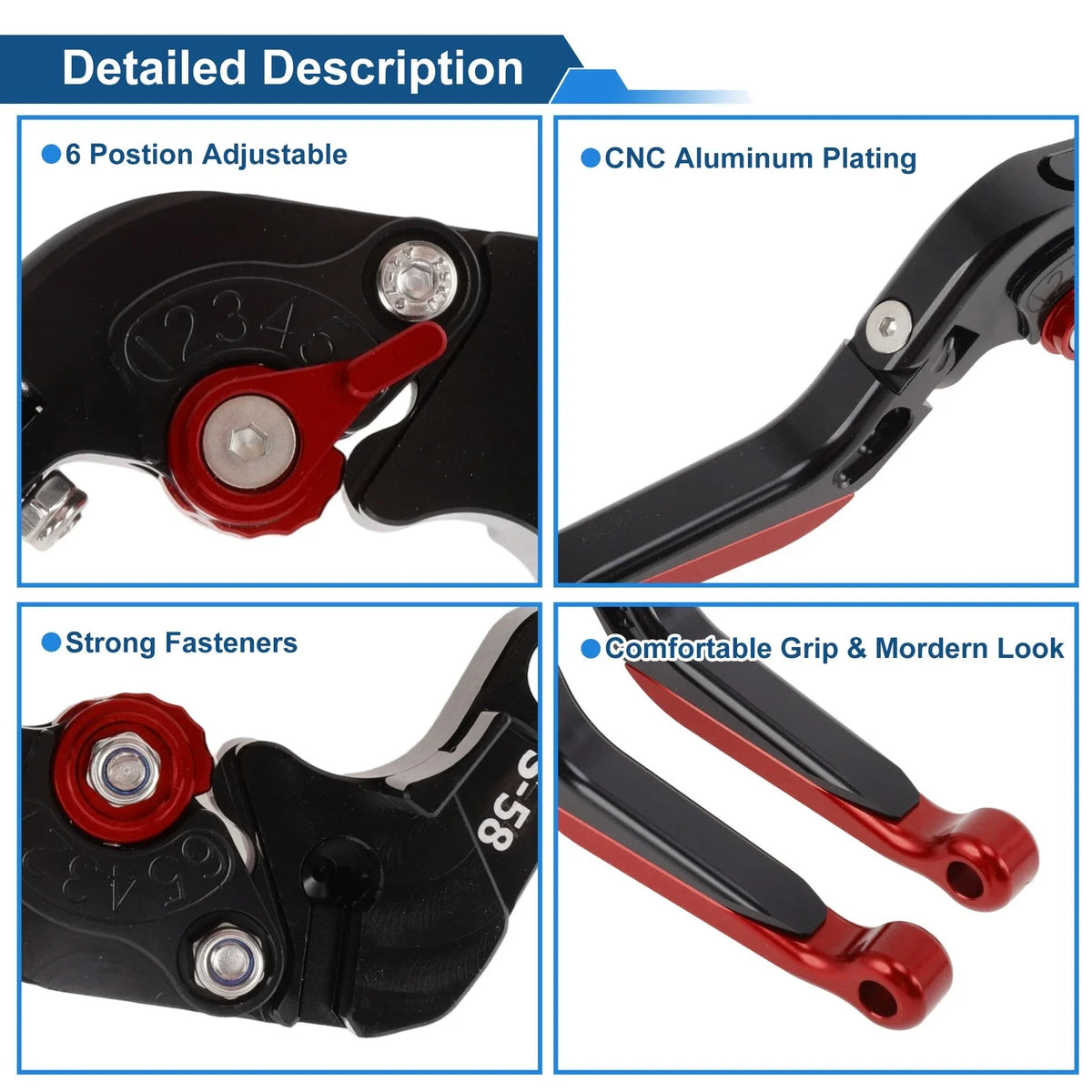 Brake Clutch Levers for Suzuki GSX-S1000/F/S/ABS (2015–2020) Black Red