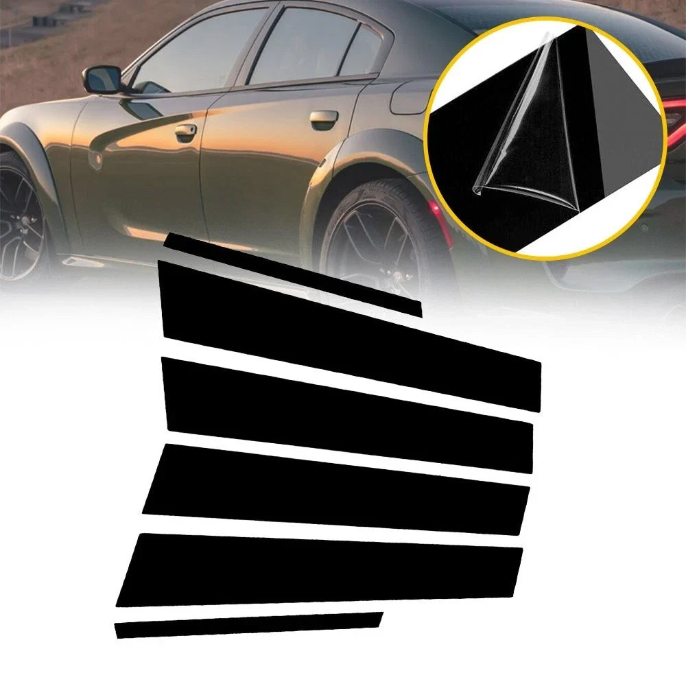 Black Door Posts Pillar Window Trim Kits for Dodge Charger (2006–2021)