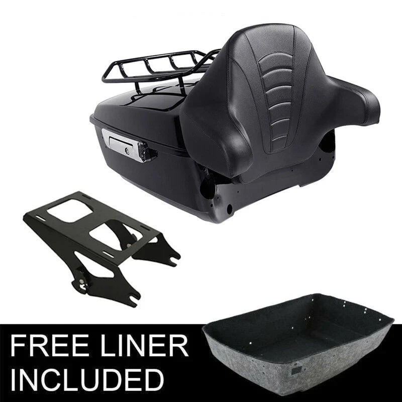 Black King Trunk Backrest Rack for Harley Touring Road Street Glide (2014–2026)