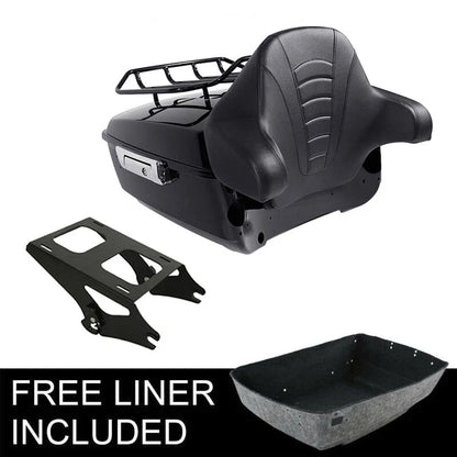 Black King Trunk Backrest Rack for Harley Touring Road Street Glide (2014–2026)