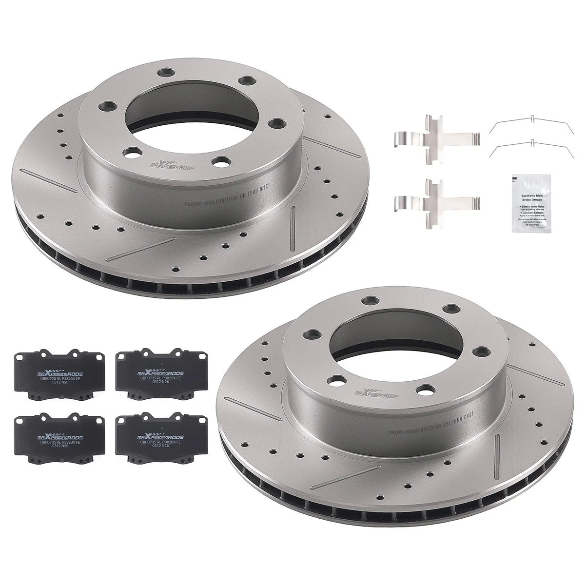 Front Vented Brake Rotors with Pads for Toyota Tacoma (1999–2004)
