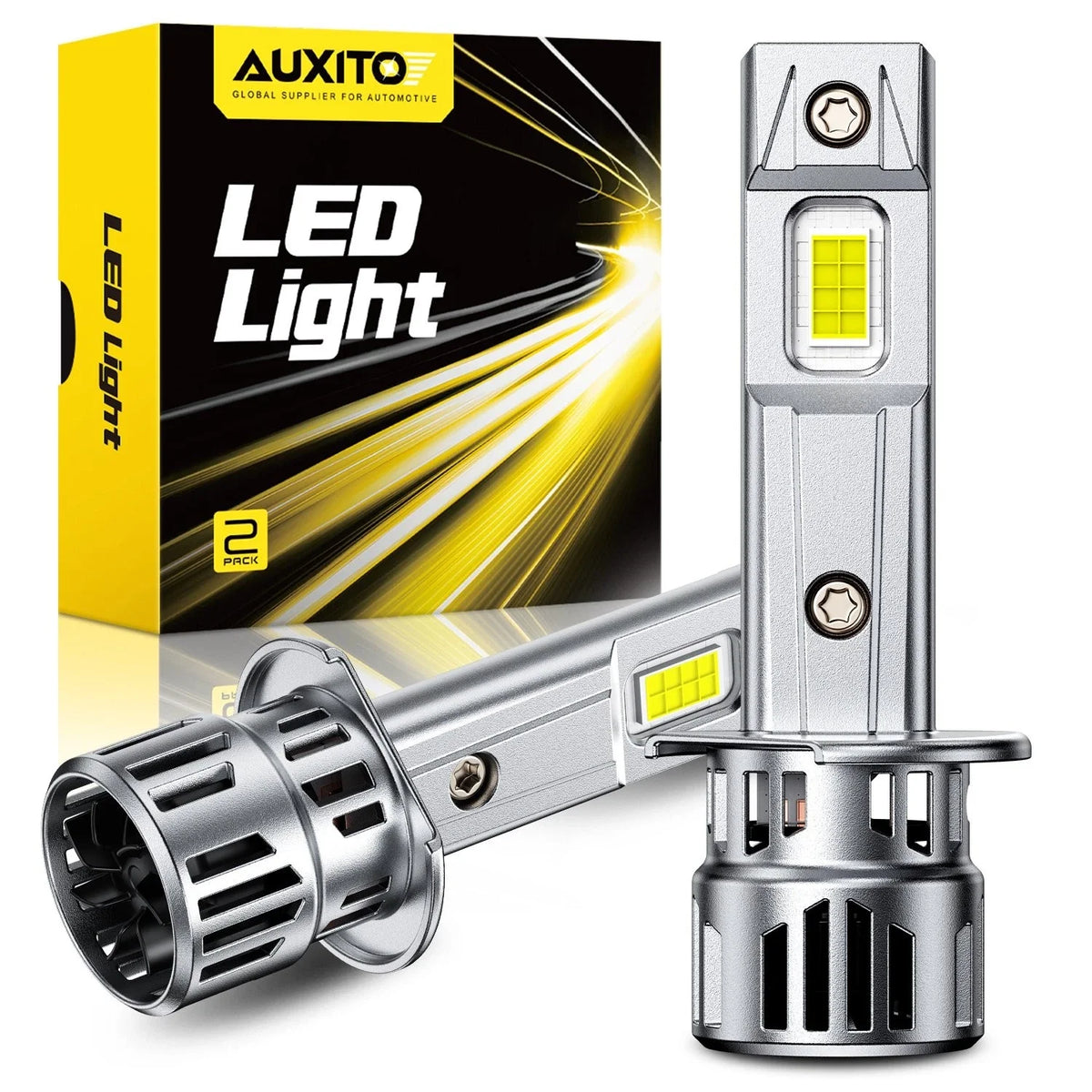 Set of 2 AUXITO H1 LED Headlight Bulbs for Hi Lo Beam (6500K White)