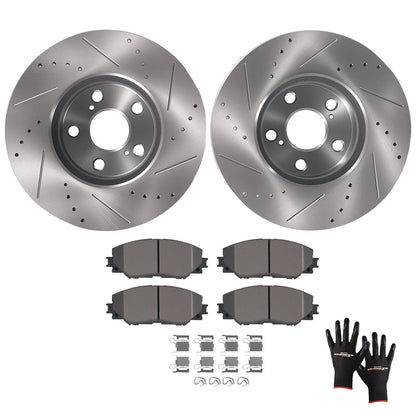 Front Brake Rotors & Ceramic Pads Kit for Toyota Corolla Matrix (2009–2019)