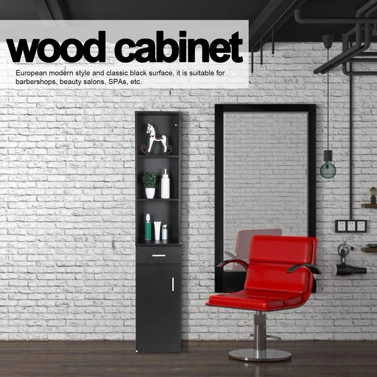 Salon Hair Styling Station with 5 Drawers for Barber Storage