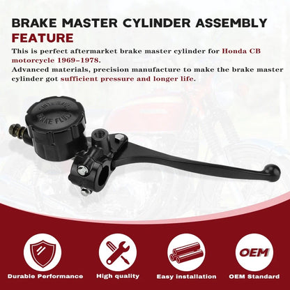 Front Brake Master Cylinder Assy for Honda CB500 (1969–1976) 14.3mm