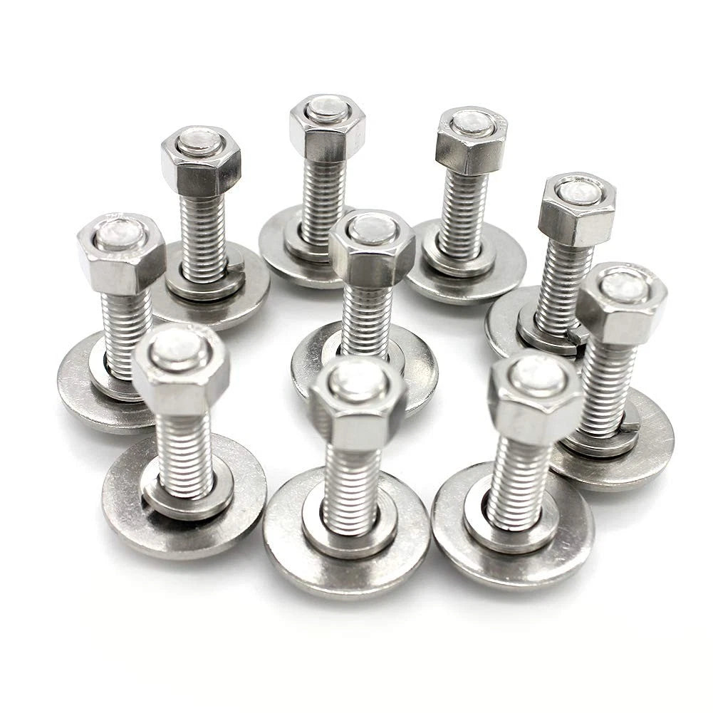 Set of 10 Stainless Steel Hex Head Screws Bolts Nuts for Automotive Use