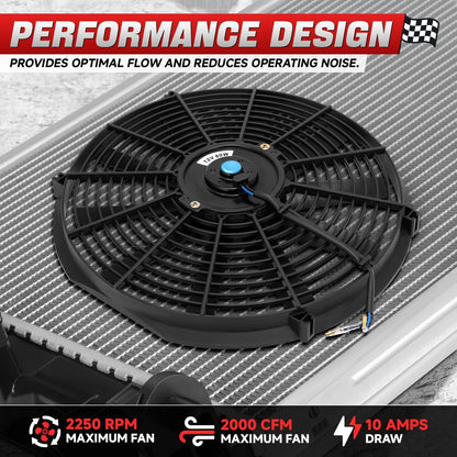 2X 16" Electric Radiator Cooling Fan Assembly Kit for Universal Fit