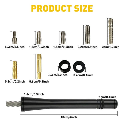 4-Inch Short Antenna for Universal Cars - Black Aluminum AM/FM