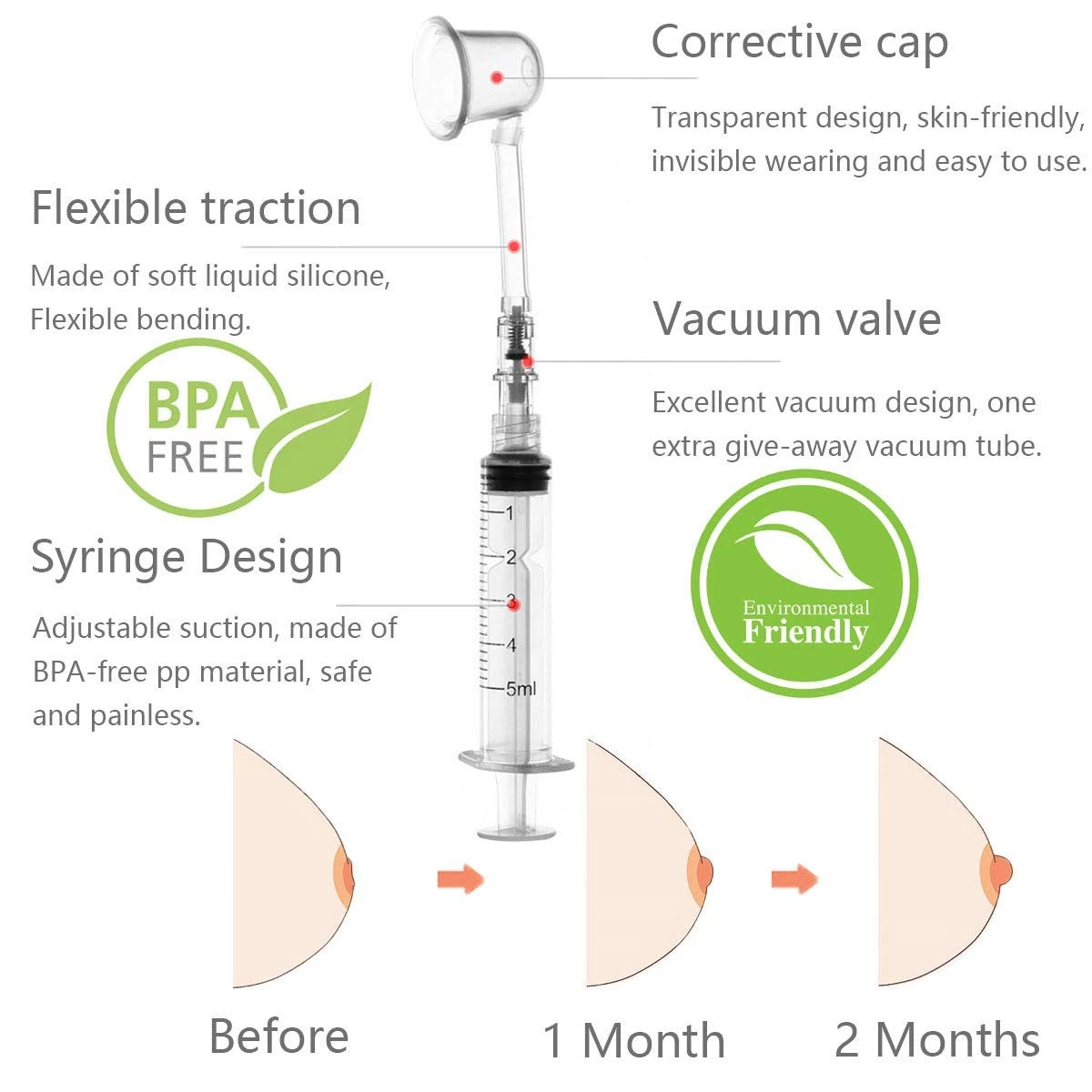 2X Inverted Nipple Corrector Puller for Gipizi Aspirator Set