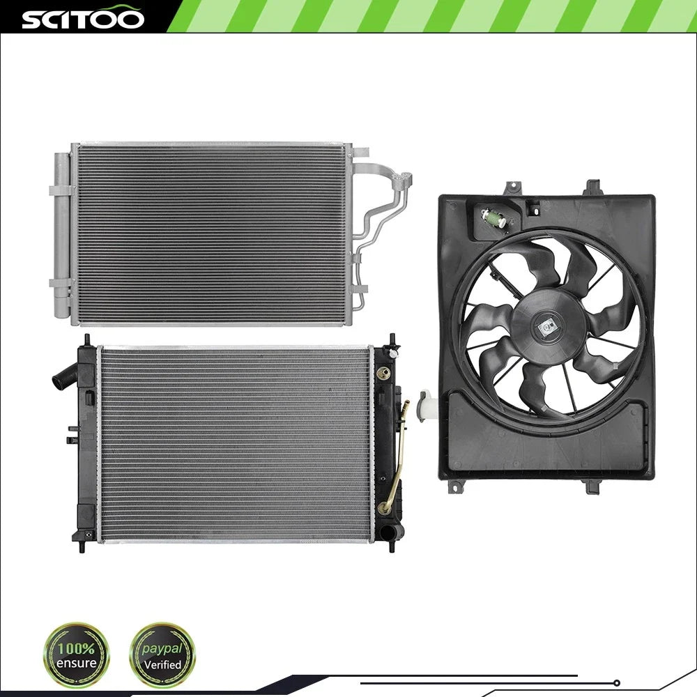 A/C Cooling Fan & Radiator & Condenser Kit for Hyundai Elantra (2014–2016)