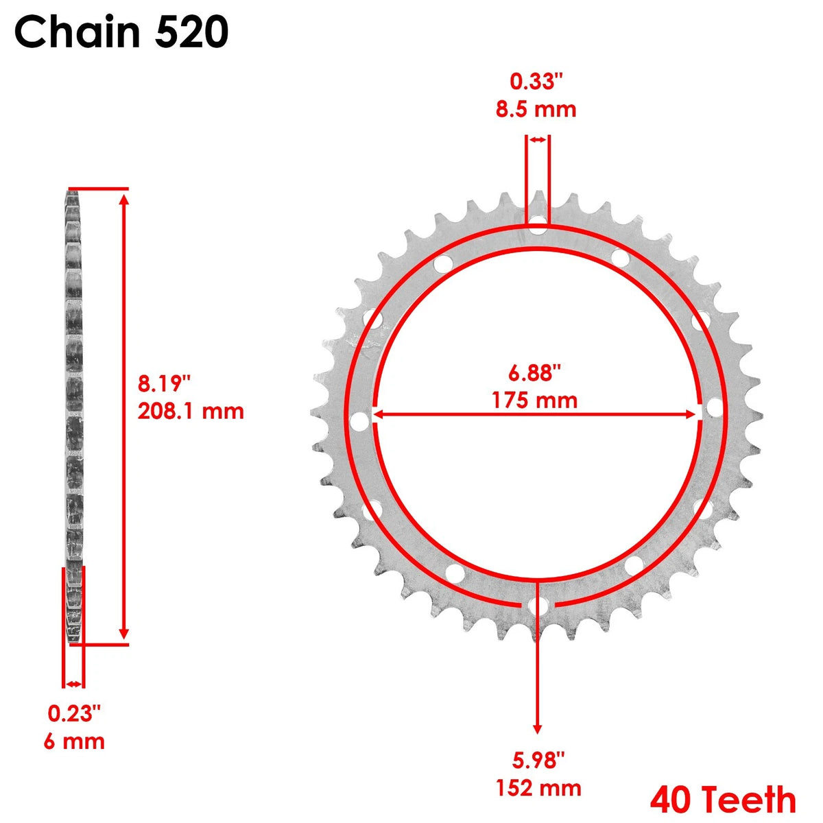 Drive Chain & Sprockets Kit for Yamaha Raptor 660 YFM660R (2001–2005) CH100AA2072