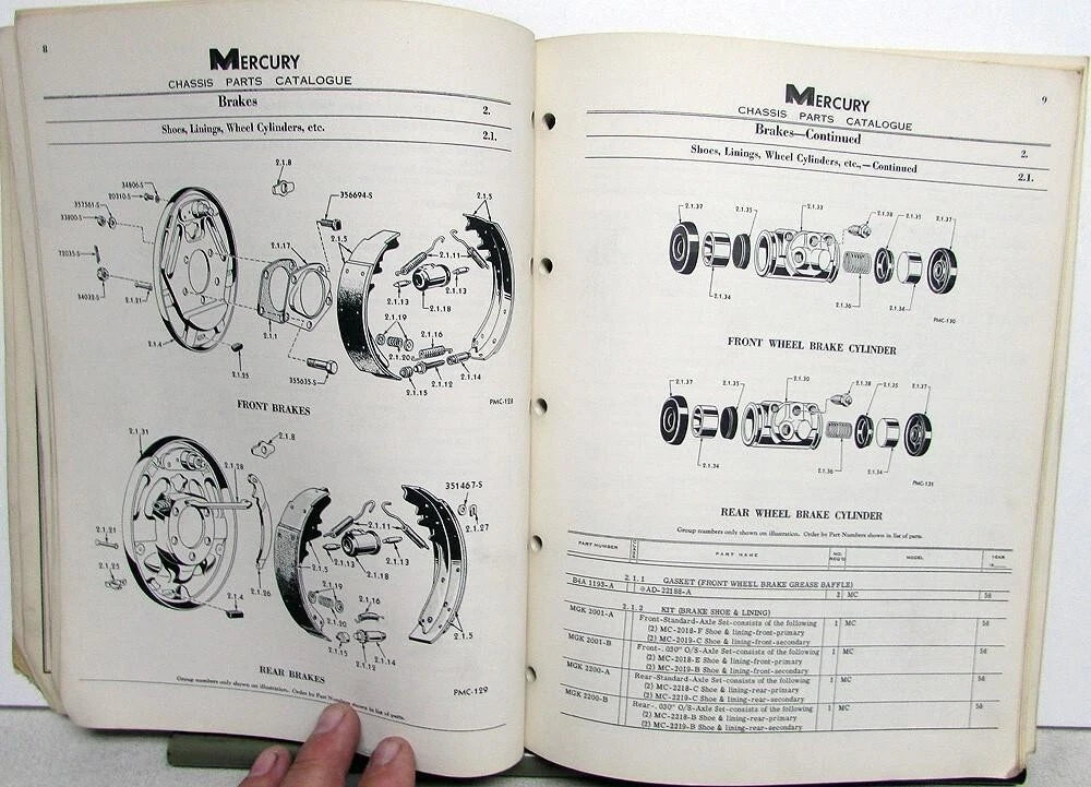 Chassis Parts Catalog for Mercury Monterey Montclair (1956)
