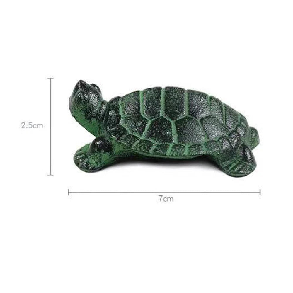 Small Turtle Figurine Green Cast Iron Tortoise Statue 2.76" Decor