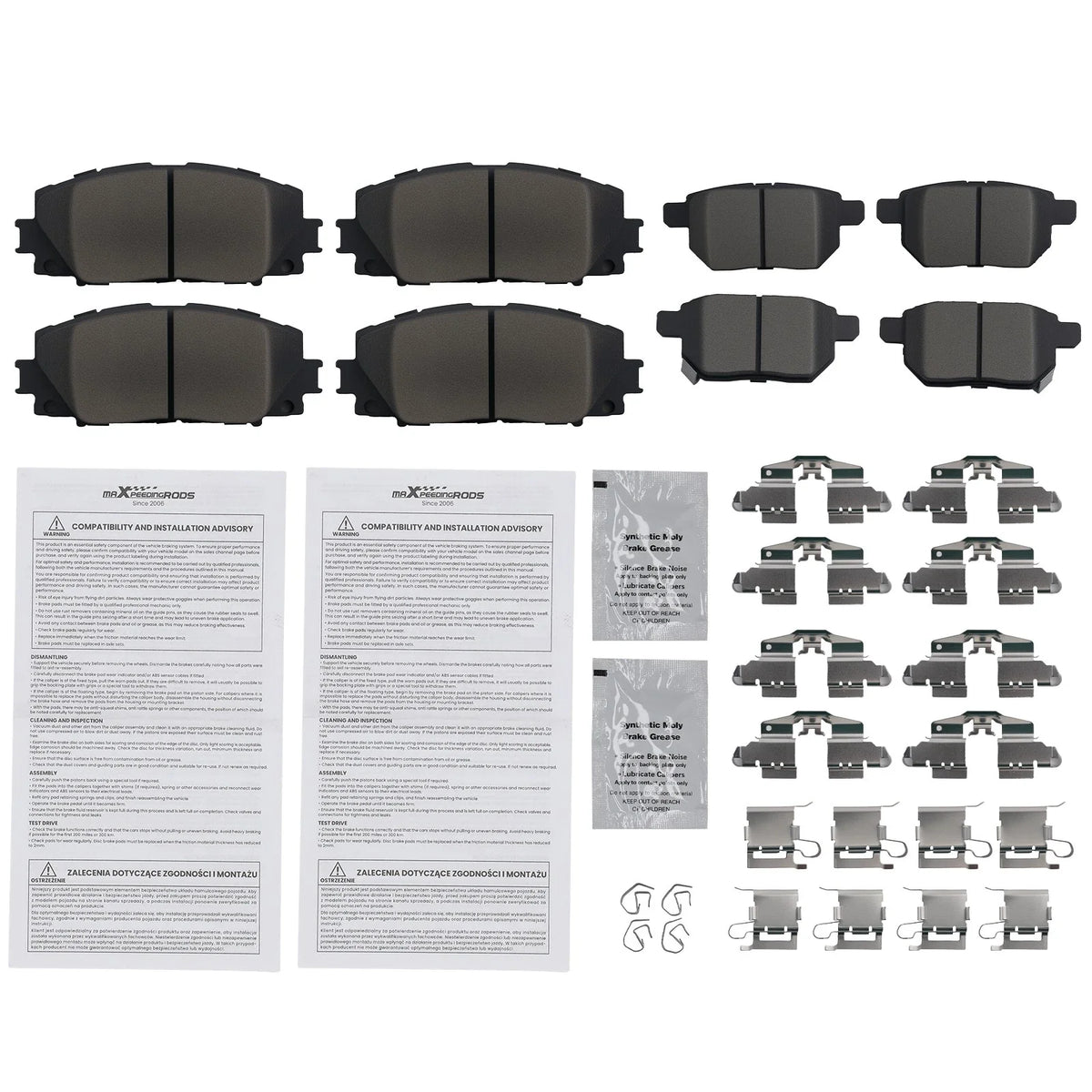 Brake Pads Set of 4 for Toyota Prius (2010–2020) D1184 Left & Right
