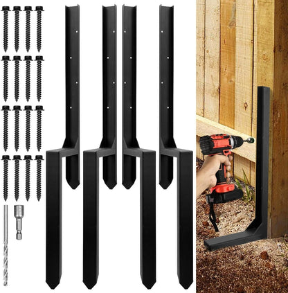 Set of 4 Heavy Duty Steel Fence Post Repair Kit with Anti-Rust Coating