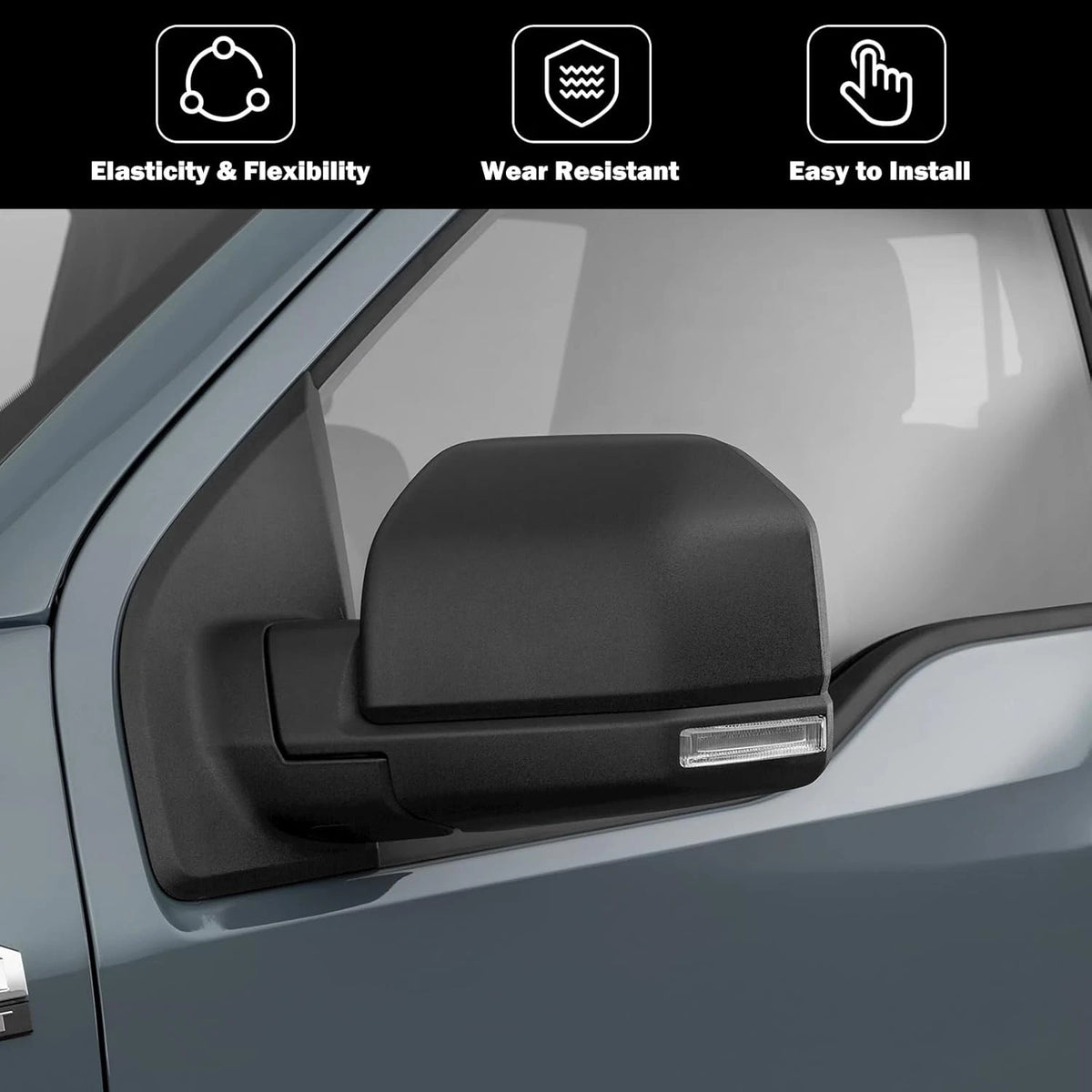 Left Driver Mirror Cover Cap for Ford F150 (2015–2020) Textured Black