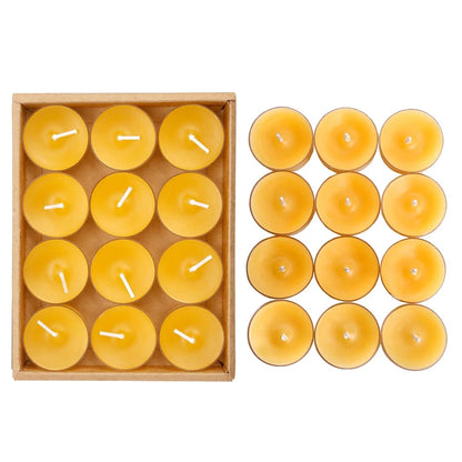 12X Natural Beeswax Tealight Candles for Home Decor (No Specific Years)