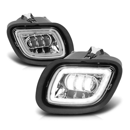 Chrome Housing LED DRL Halo Projector Fog Lights for Freightliner Cascadia (2008–2017)
