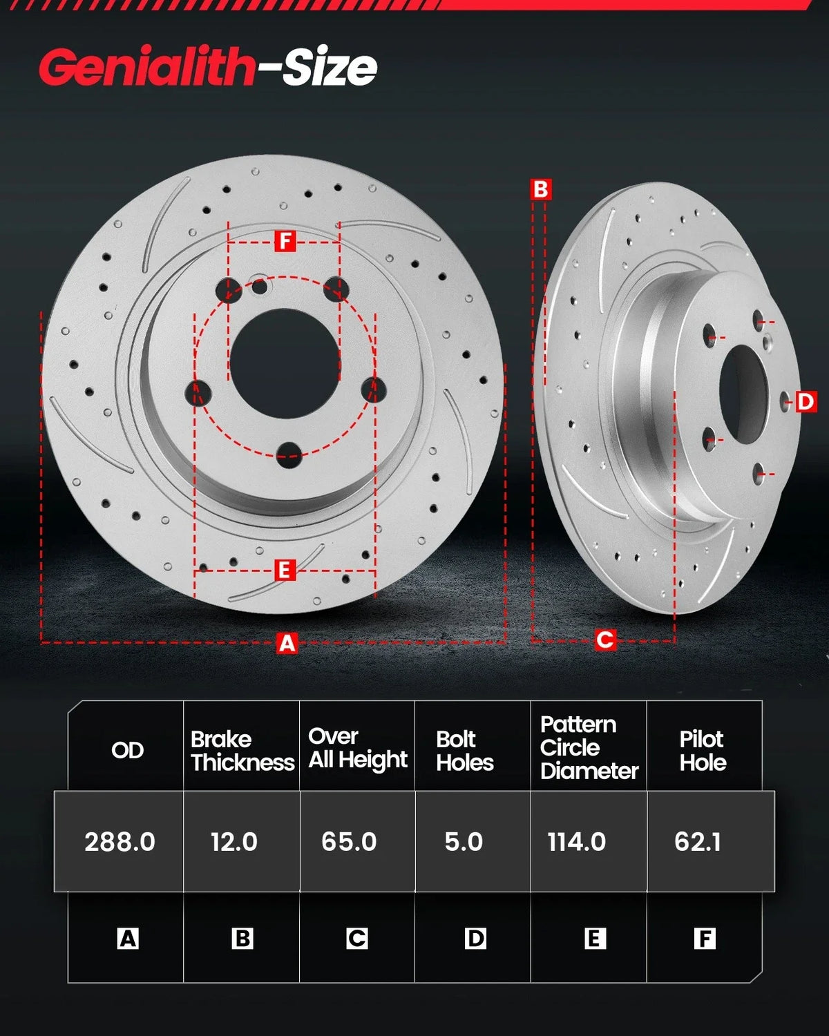 Rear Disc Brake Rotors & Ceramic Brake Pads Kit for Toyota Avalon (2000–2004)