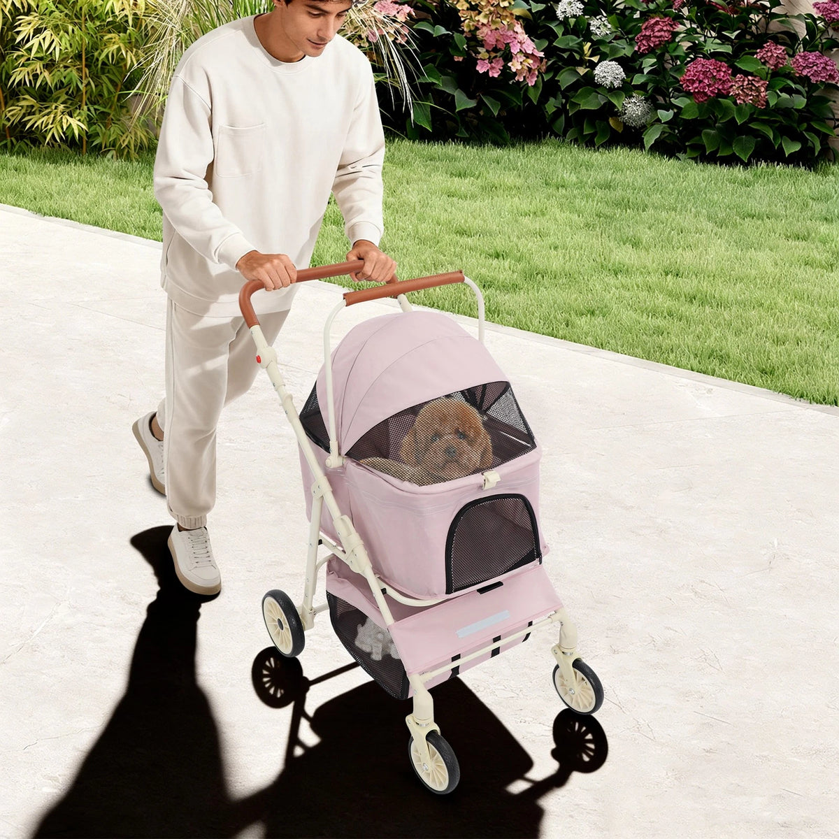Pet Stroller for Dogs and Cats - Foldable Double-tier Carrier