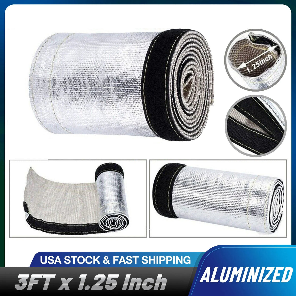 3Ft Metallic Heat Shield Sleeve for Automotive Wiring and Hoses