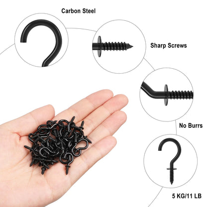 Set of 10 Mini Metal Screw Hooks for Various Applications (No Specific Years)