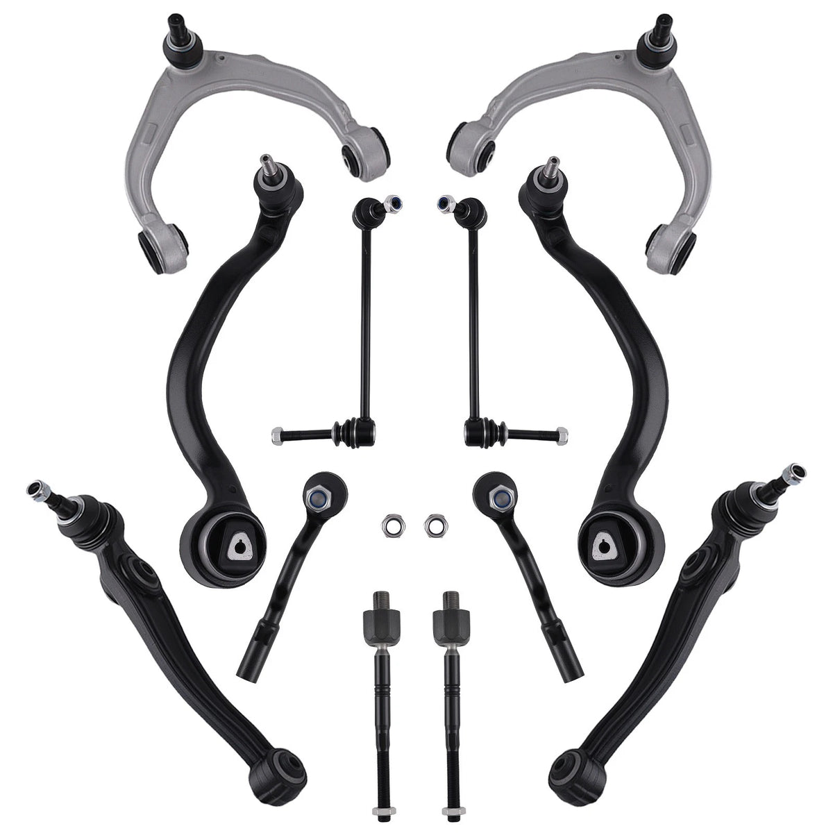 Front Lower & Upper Control Arms w/ Ball Joints Tie Rods for BMW X5 (3MRAGV)