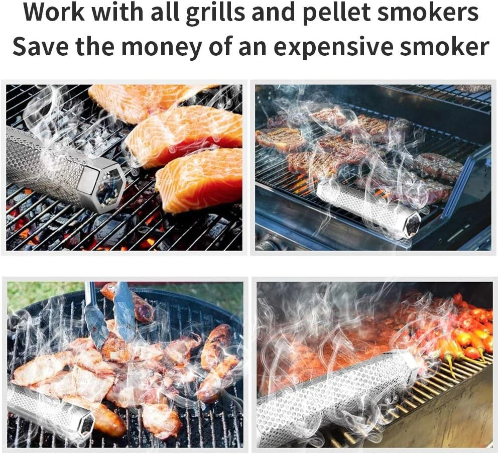 12" Smoke Tube for Pellet Smoker Grill - Hexagonal