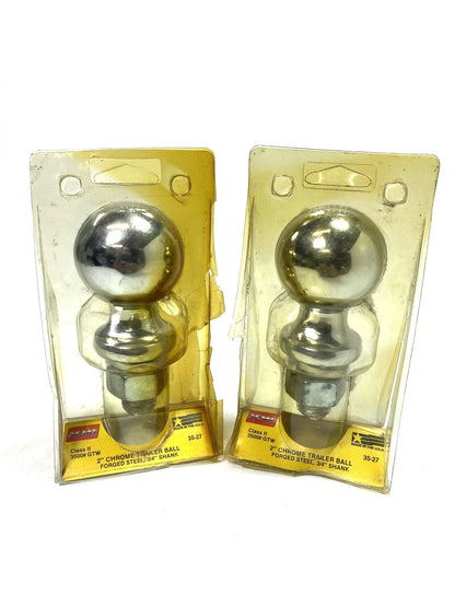 Set of 2 Chrome Trailer Balls for Acme 35-27 (Forged Steel, 2'' Shank)