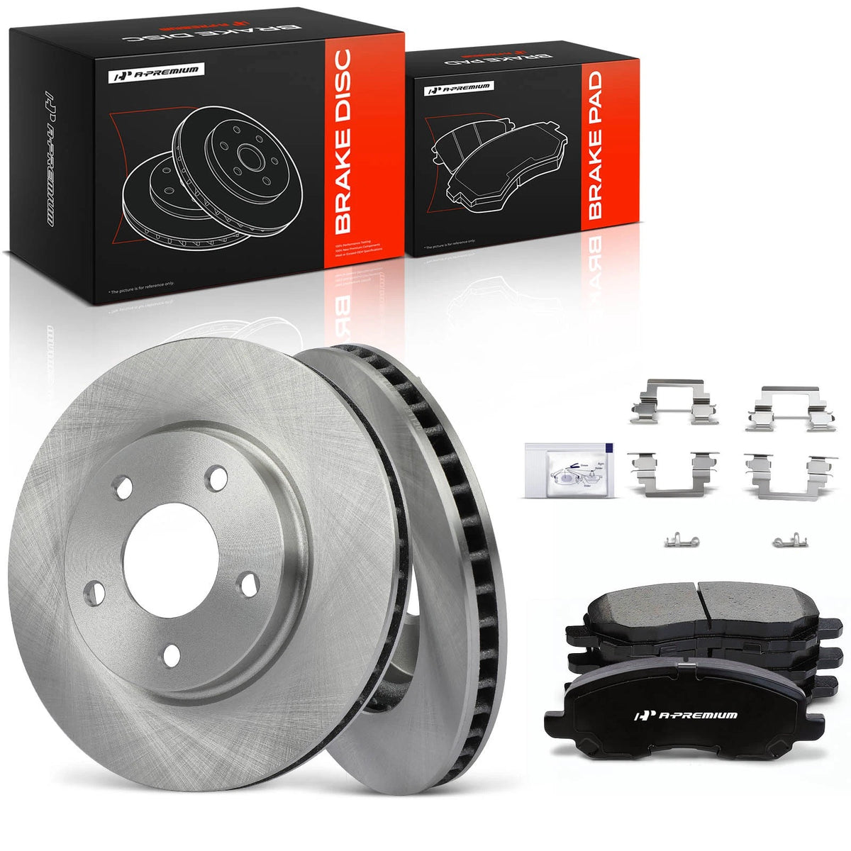 Set of 4 Front Disc Brake Rotors & Ceramic Pads for Mitsubishi Lancer (2008–2017) BR900610, 12163068, 780458R, PRT5705