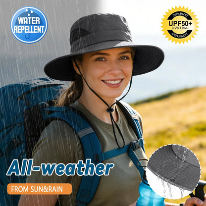 Wide Brim Safari Sun Hat for Men Women (6 3/4-6 7/8) - Dark Gray