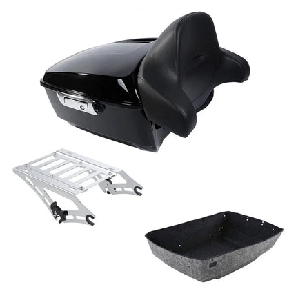 King Trunk Backrest & Chrome Mount Rack for Harley Touring Road Glide (2014–2026)