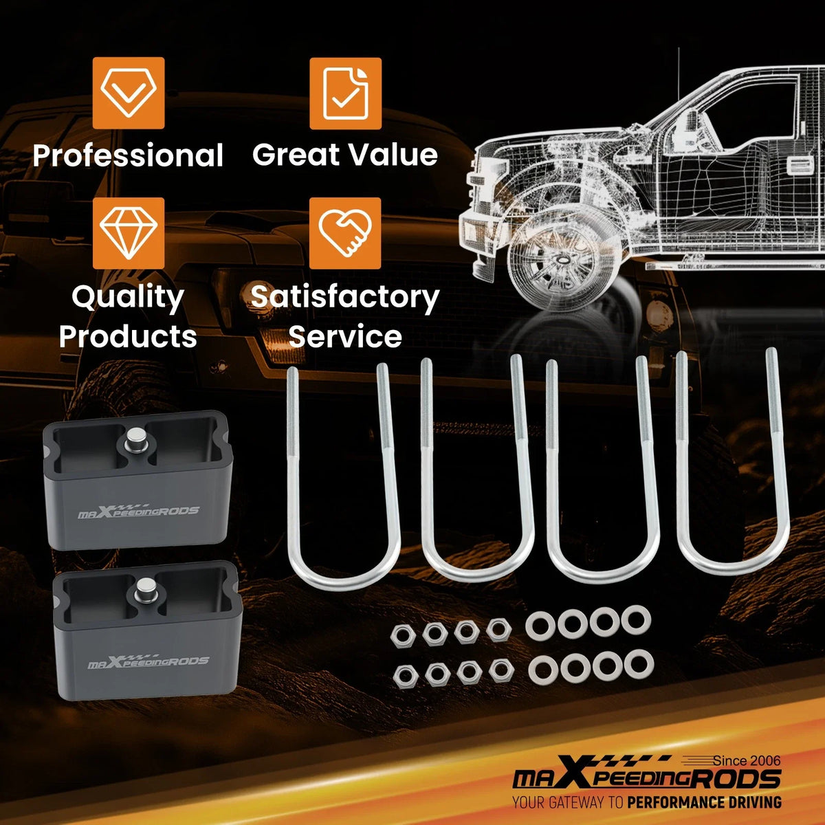 3" Rear Lowering Block for Toyota Tacoma/Nissan (CNC)