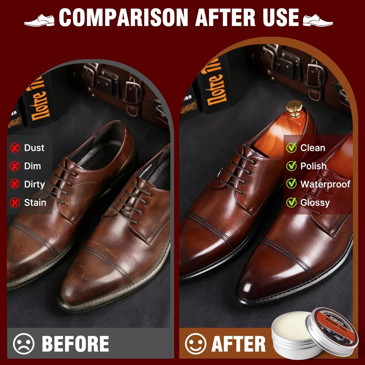 Shoe Shine Kit for Leather Care & Polish (15-in-1, Black/Brown/Neutral)