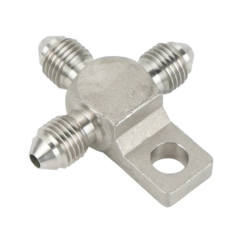 3AN AN3 Stainless Steel 3-Way Male Tee Fitting Adapter for Brake Clutch Hose