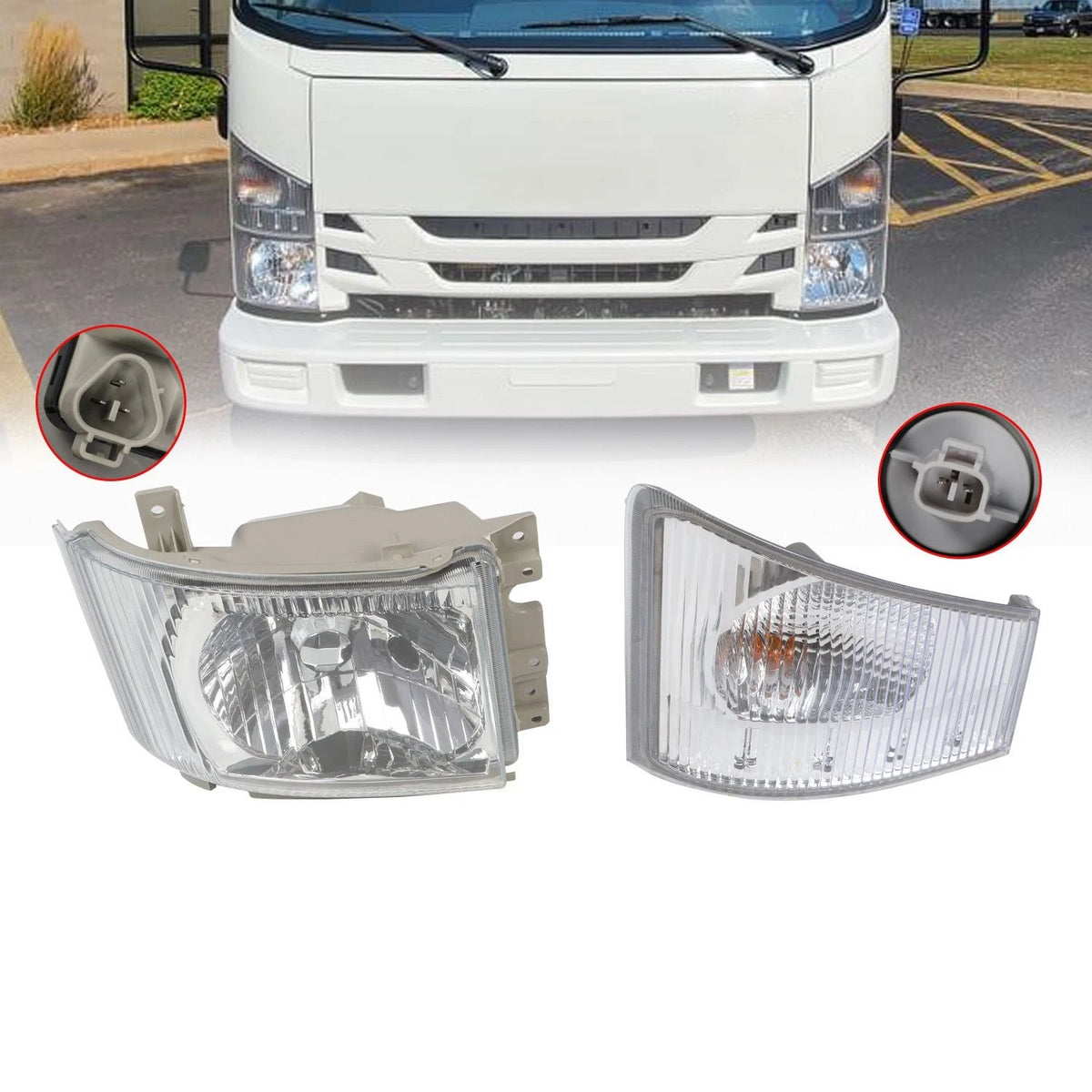 Right Passenger Headlight + Corner Lamp for Isuzu NPR/NPR-HD/NQR/NRR (2008–2020) 8975851712
