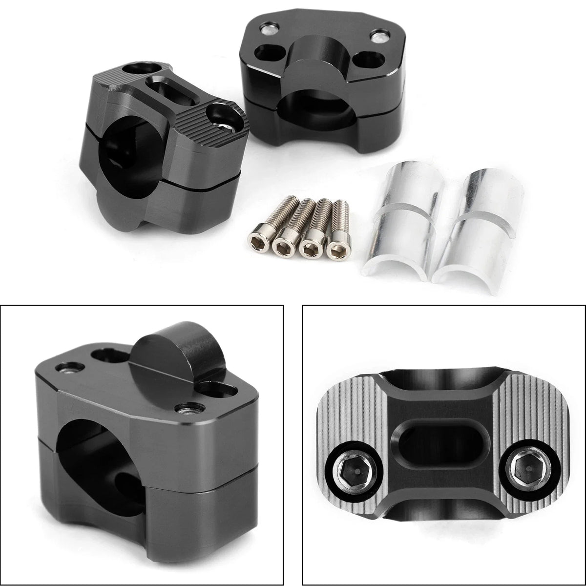 CNC Aluminum Motorcycle Handlebar Risers 22-28mm Universal Clamp Black