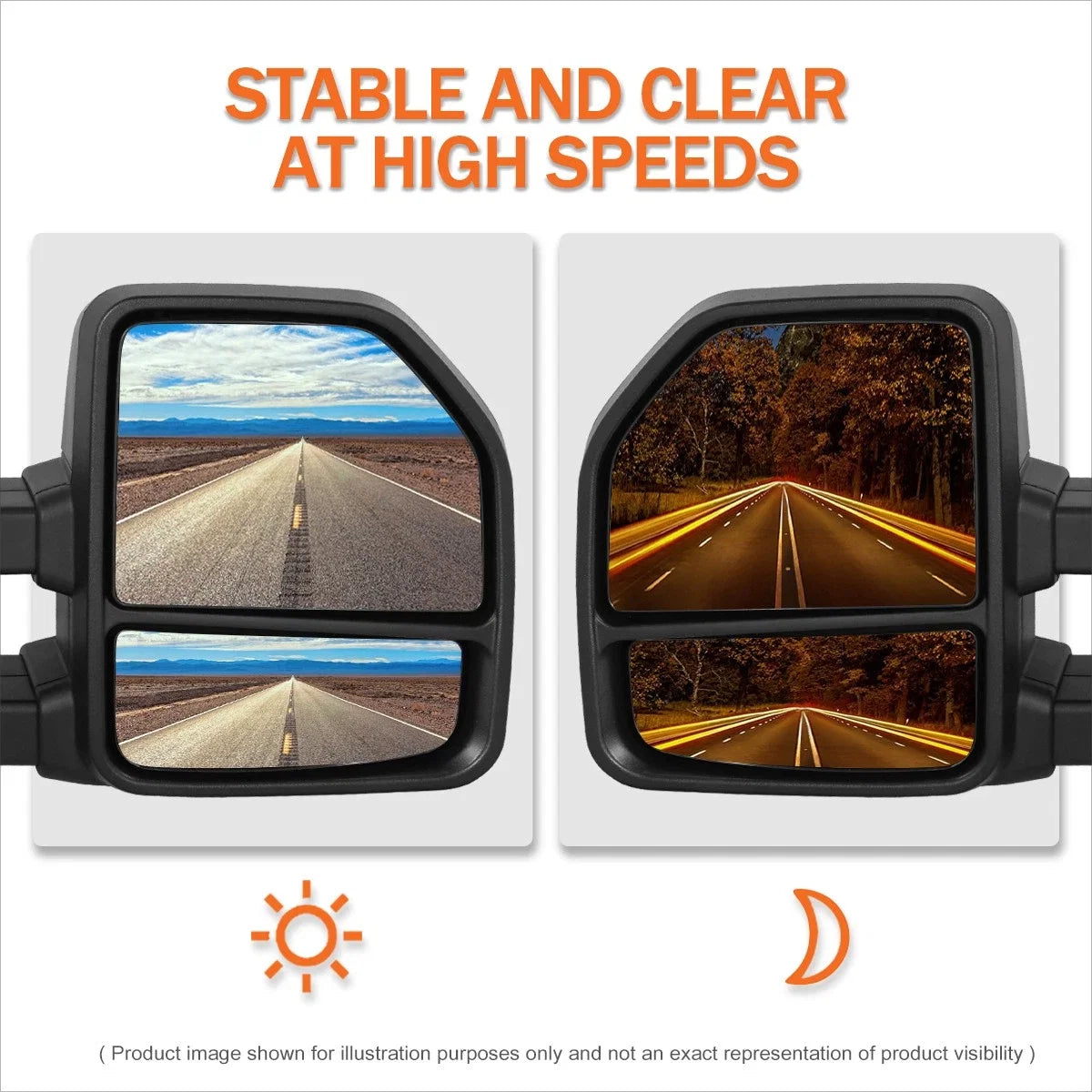 Set of 2 Towing Mirrors for Ford F150 Pickup (2015–2018) - Manual Foldable Black