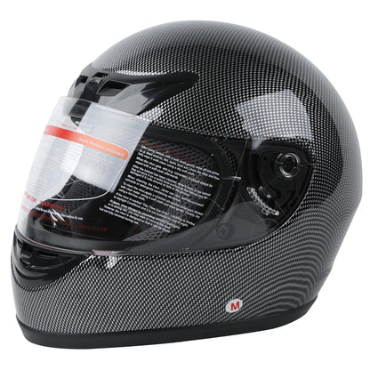 Flip Up Full Face Helmet for DOT Motorcycle (S, M, L, XL) - Black Carbon Fiber