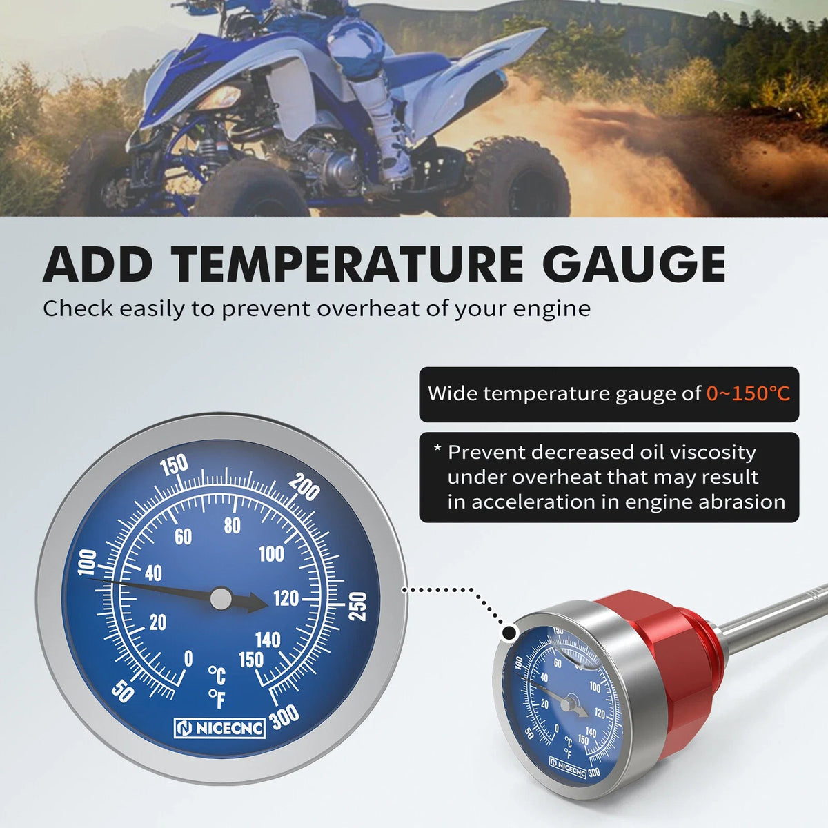 Oil Dipstick Level Gauge with Temperature for Yamaha YFZ450 (2004–2013)