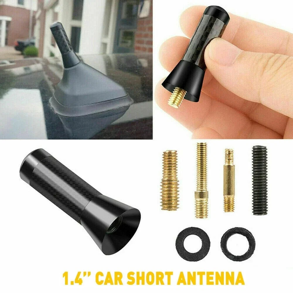 Universal Short Antenna for Car (1.4" Black Aluminum, Carbon Fiber)