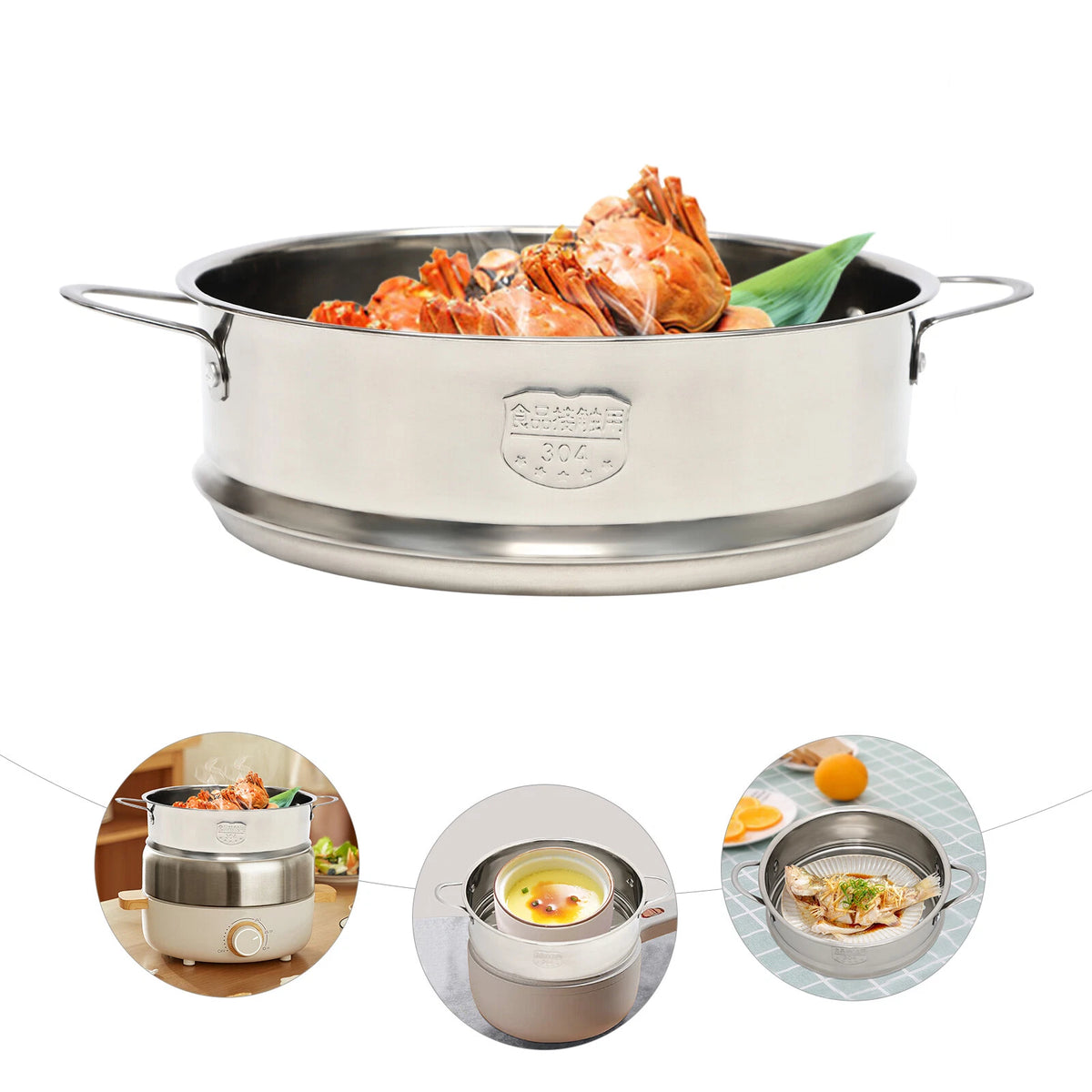 Stainless Steel Steamer Pot for Cooking Vegetables and Meat