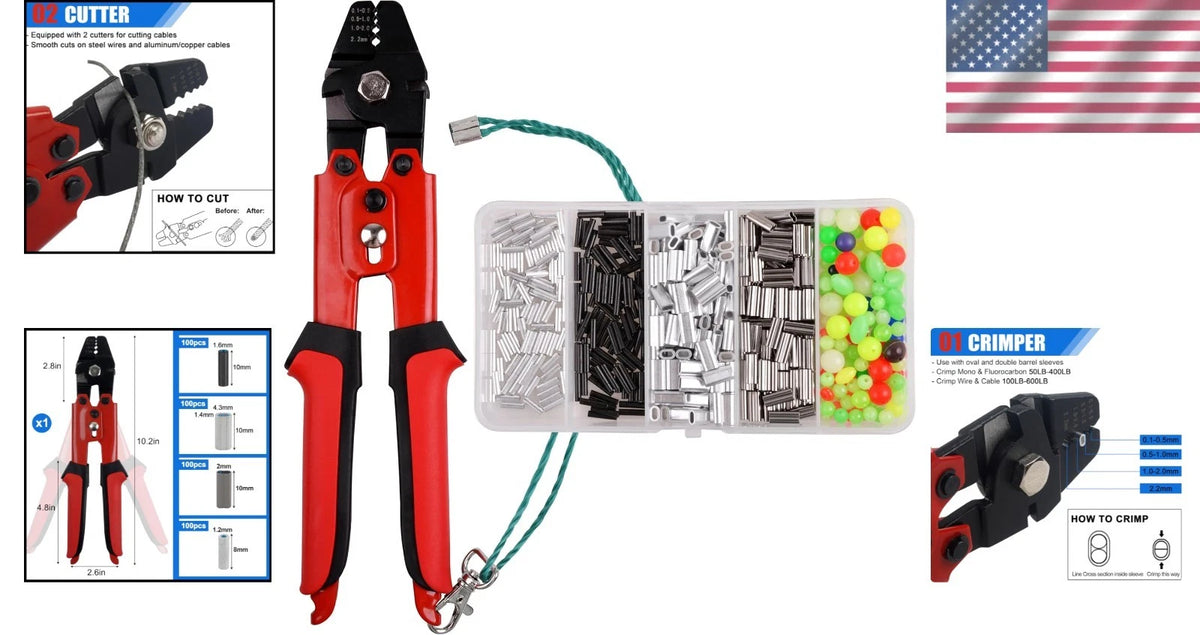 Set of 4 Fishing Crimp Pliers with 400 Crimp Sleeves