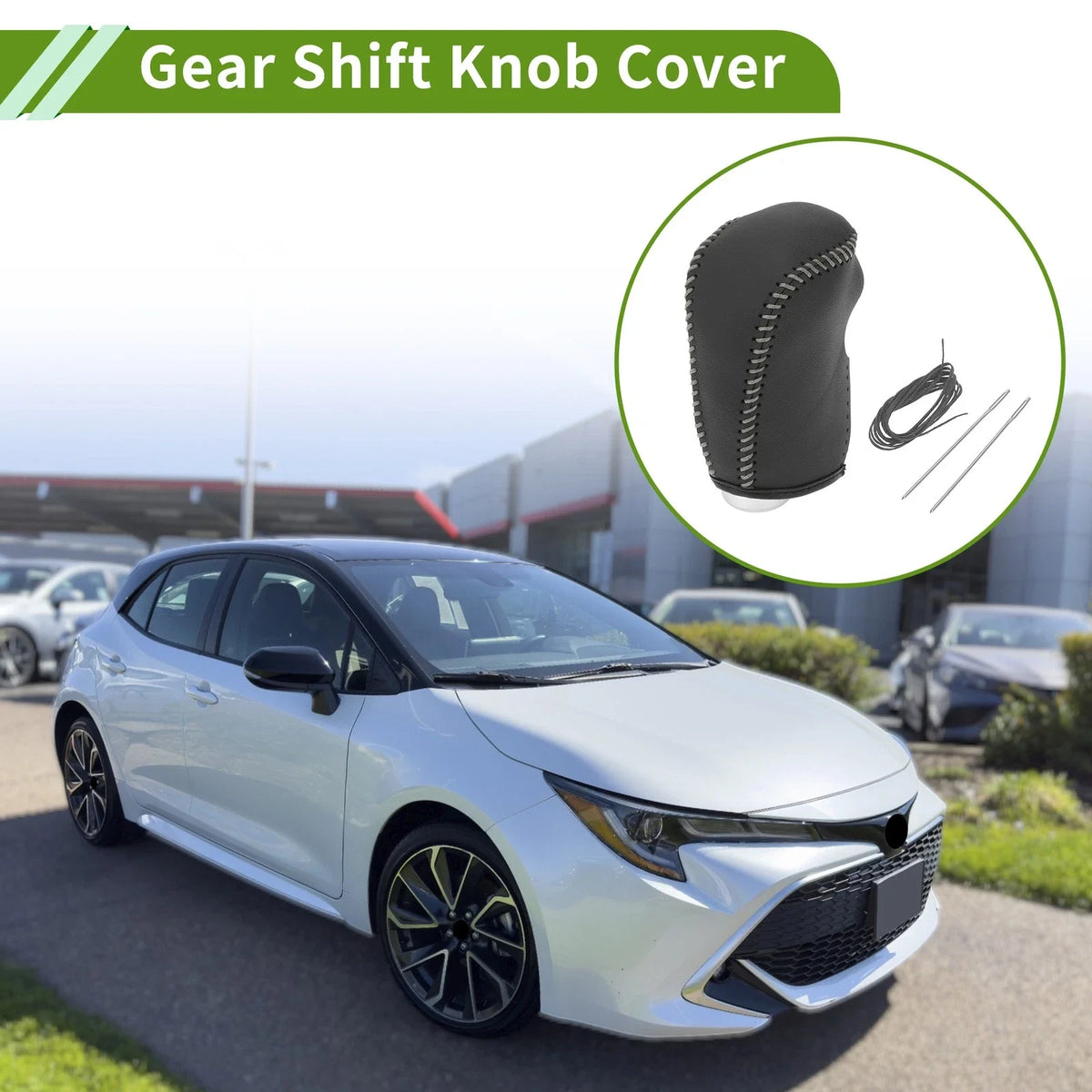 Gear Shift Knob Cover for Nissan Altima (2013–2018) Black Grey Faux Leather