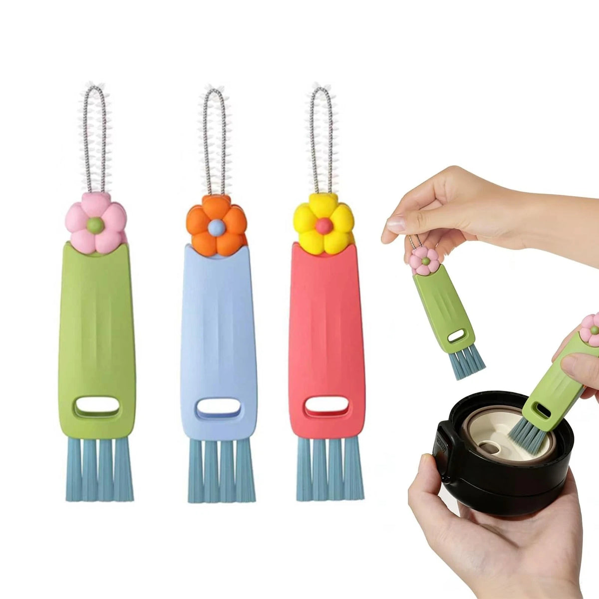3-Pack Rotatable Cup Lid Gap Cleaning Brush Set for Baby Bottle
