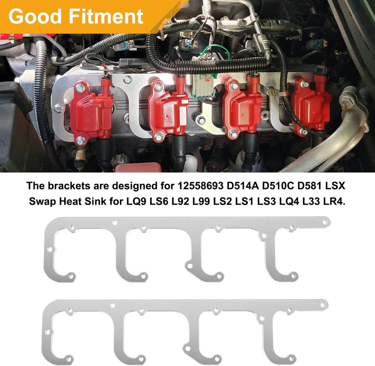Square Ignition Coil Brackets for 5.3L LS Truck (For00387)