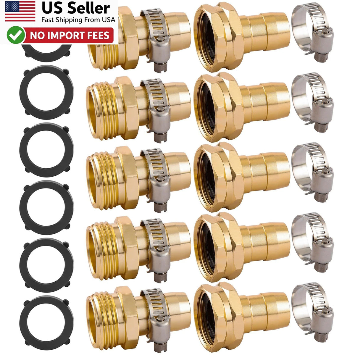 Set of 5 Hose Repair Connectors for Garden Use